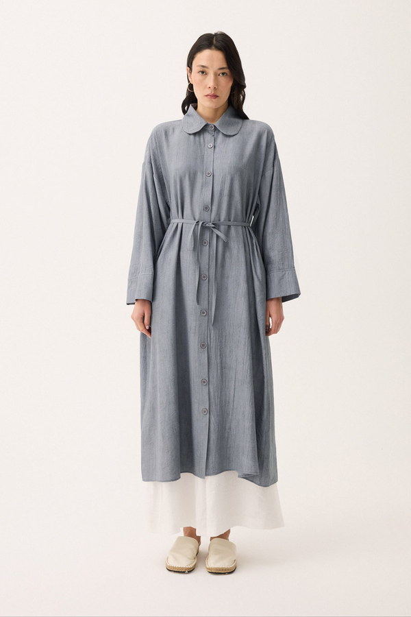 Bebe Yaka Tilbe Elbise Gri - 3