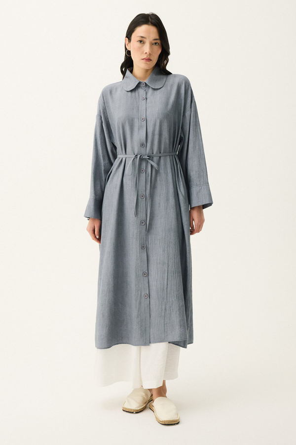 Bebe Yaka Tilbe Elbise Gri - 4