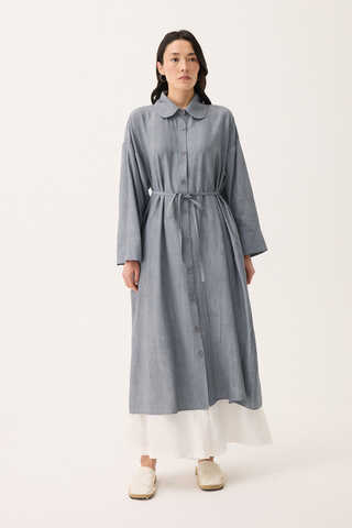 Bebe Yaka Tilbe Elbise Gri - 5