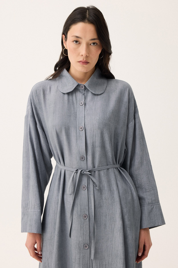 Bebe Yaka Tilbe Elbise Gri - 13