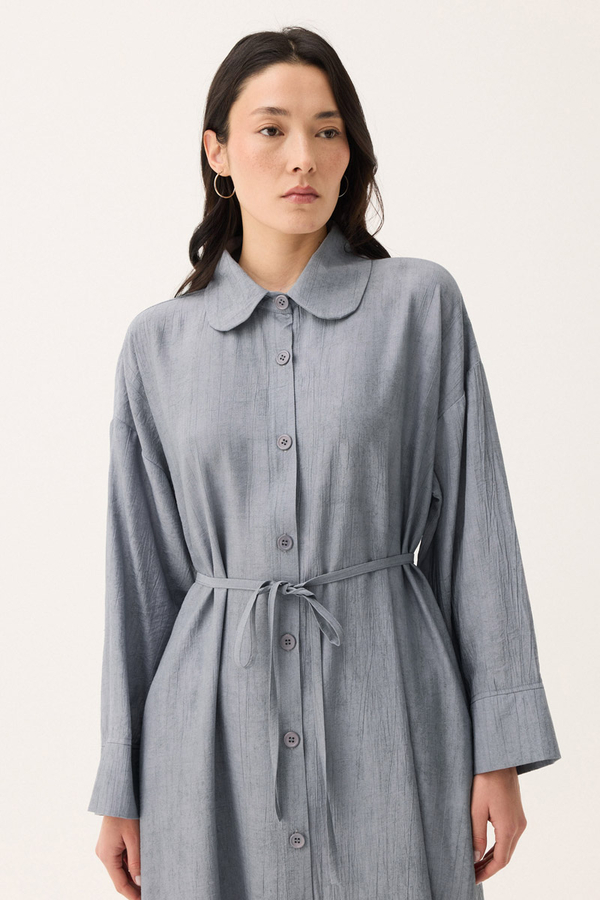 Bebe Yaka Tilbe Elbise Gri - 14