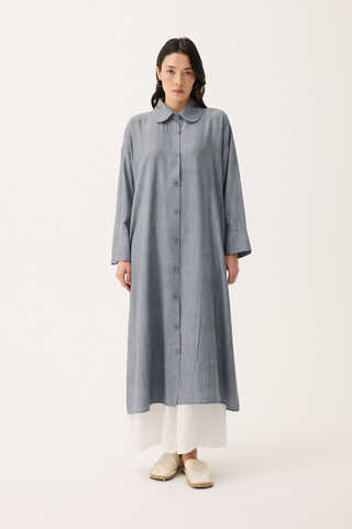 Bebe Yaka Tilbe Elbise Gri - 1