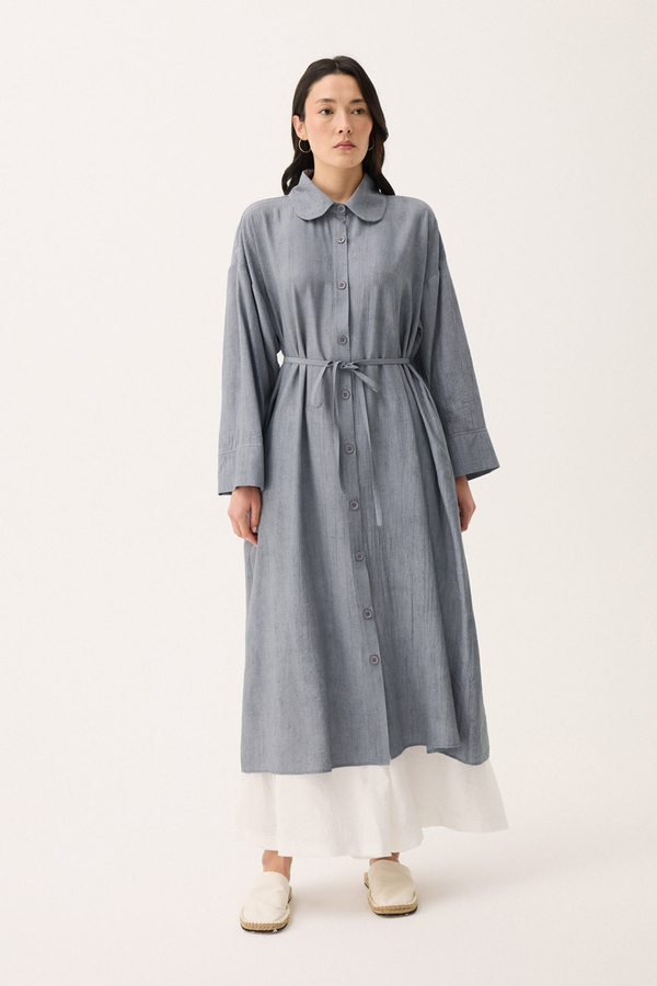 Bebe Yaka Tilbe Elbise Gri - 5