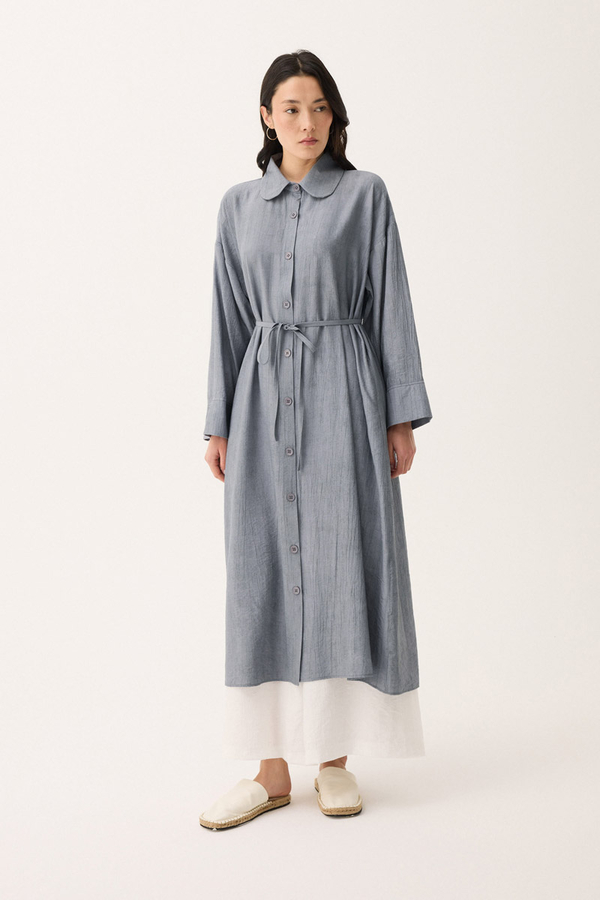 Bebe Yaka Tilbe Elbise Gri - 6