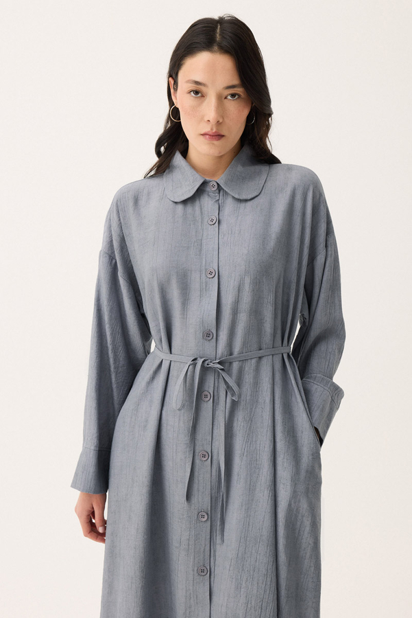 Bebe Yaka Tilbe Elbise Gri - 12