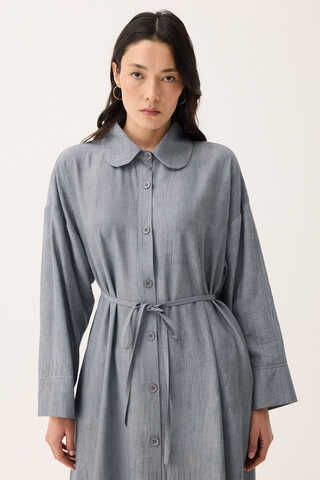 Bebe Yaka Tilbe Elbise Gri - 13