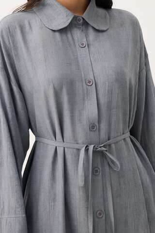 Bebe Yaka Tilbe Elbise Gri - 15