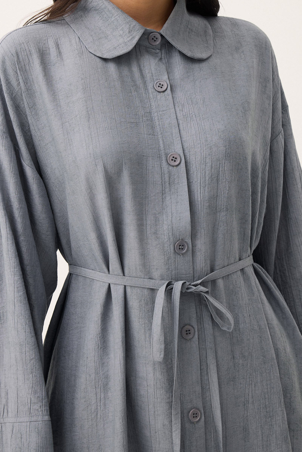 Bebe Yaka Tilbe Elbise Gri - 15