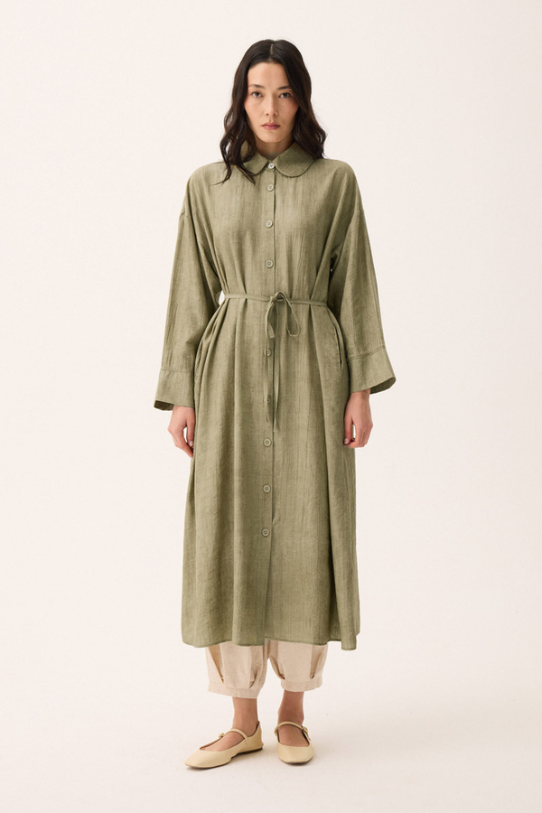 Bebe Yaka Tilbe Elbise Haki - 4