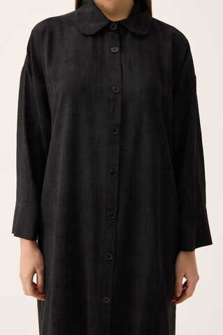 Bebe Yaka Tilbe Elbise Siyah - 3