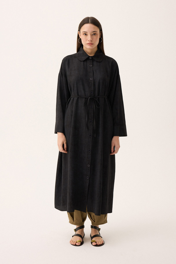 Bebe Yaka Tilbe Elbise Siyah - 4