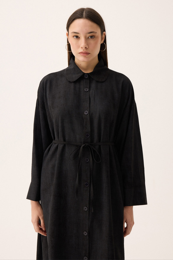 Bebe Yaka Tilbe Elbise Siyah - 5