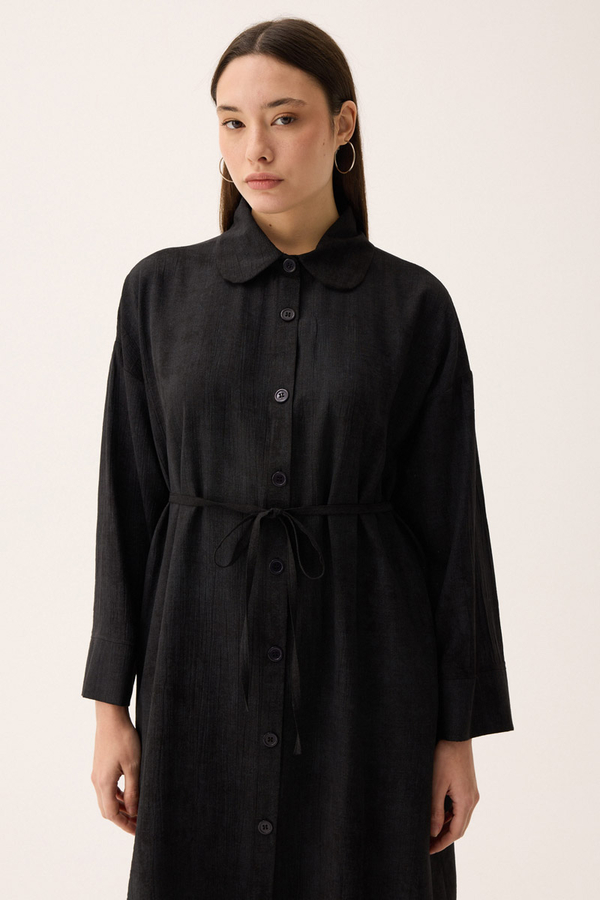 Bebe Yaka Tilbe Elbise Siyah - 12