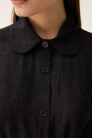 Bebe Yaka Tilbe Elbise Siyah - 8