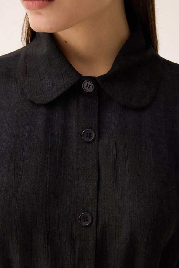 Bebe Yaka Tilbe Elbise Siyah - 8