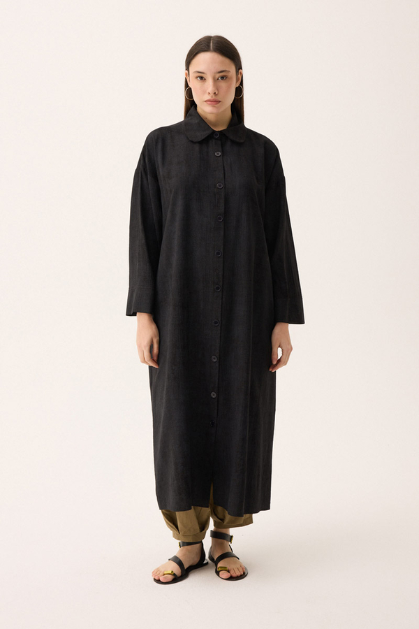 Bebe Yaka Tilbe Elbise Siyah - 14