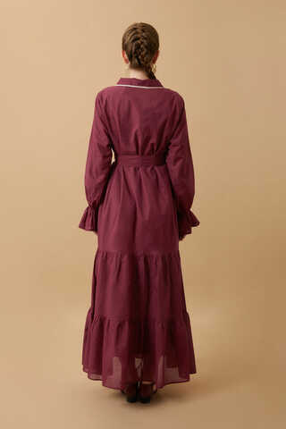 Bebe Yaka Vual Elbise Bordo - 18