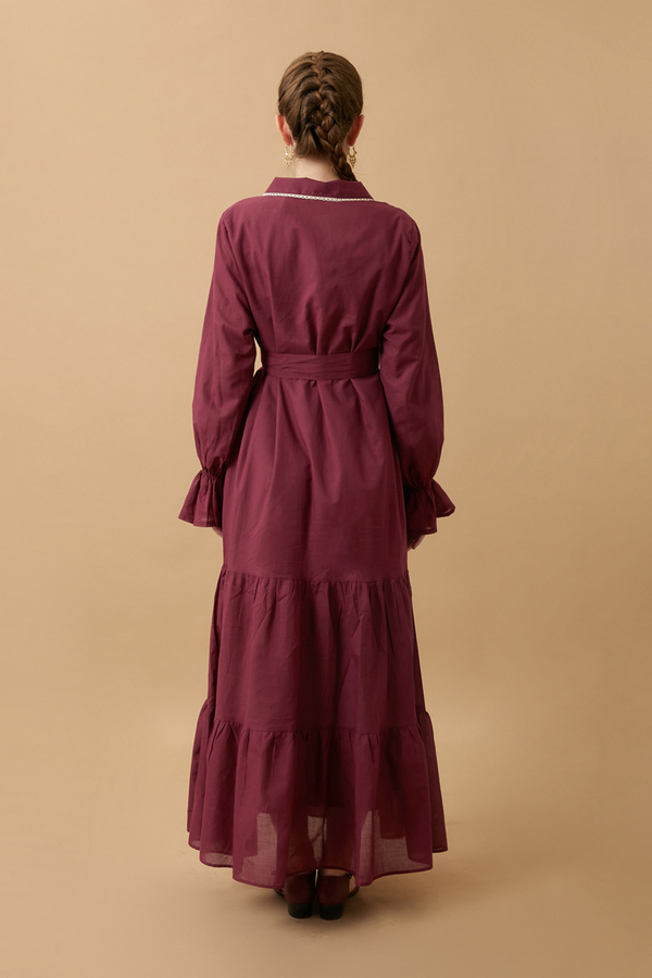 Bebe Yaka Vual Elbise Bordo - 18