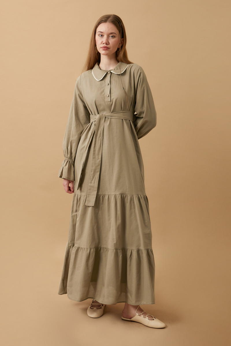 Bebe Yaka Vual Elbise Vizon