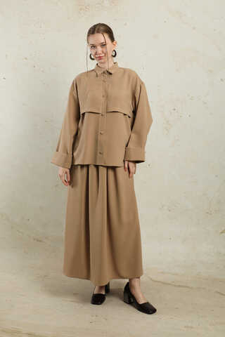 Krep Etek Takım Bej - 5