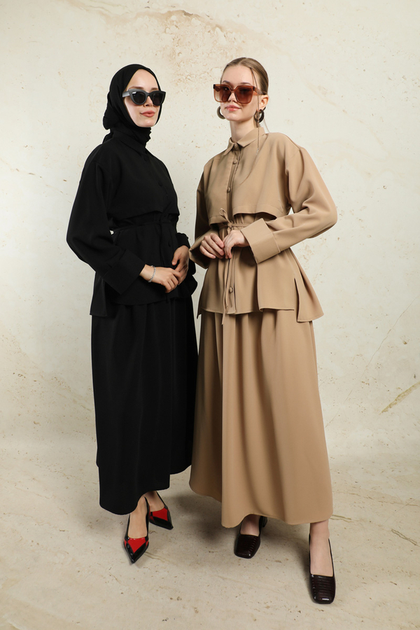 Krep Etek Takım Bej - 1