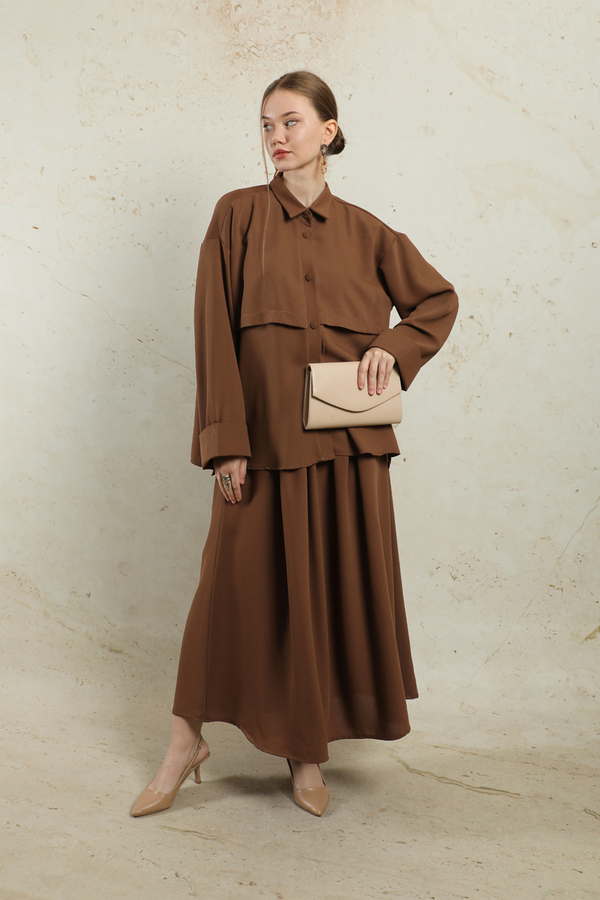 Krep Etek Takım Kahverengi - 3