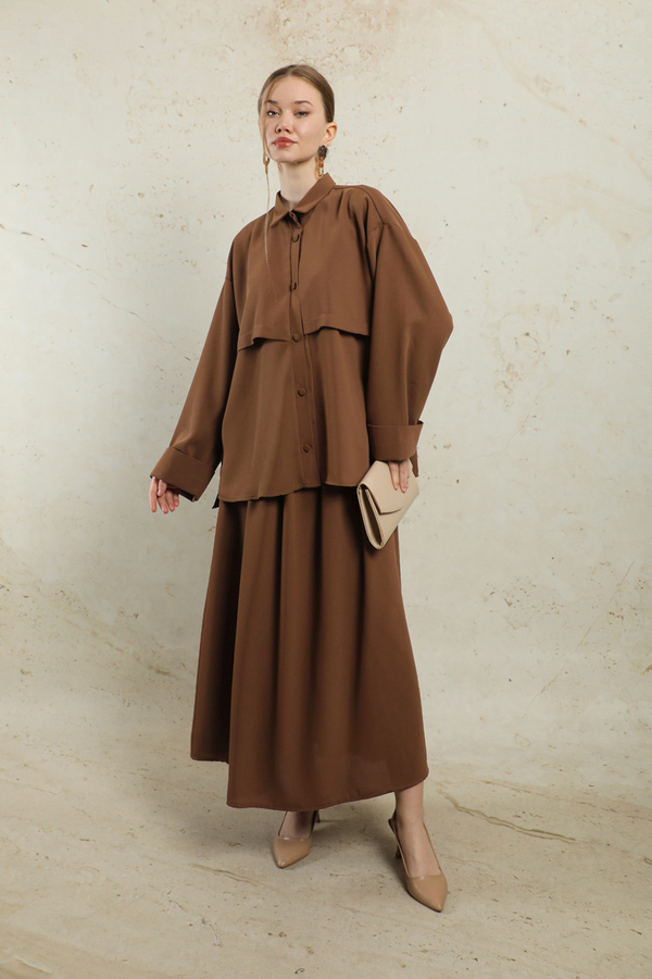 Krep Etek Takım Kahverengi - 5