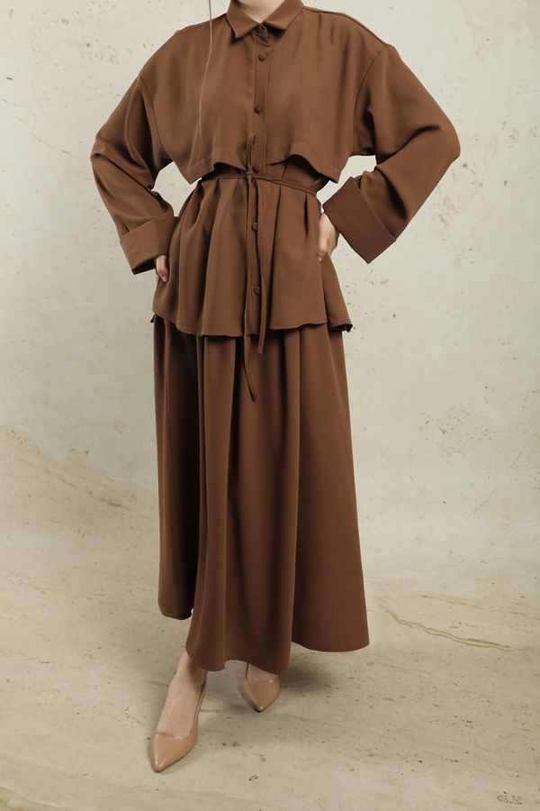 Krep Etek Takım Kahverengi - 1