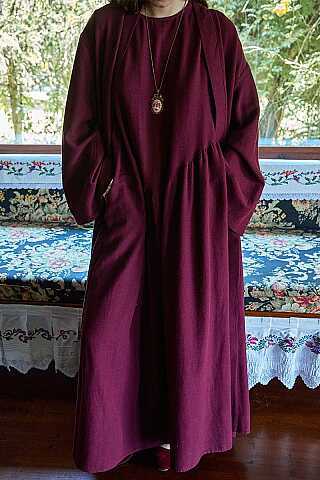 Belden Bağlamalı Abaya Bordo - 2