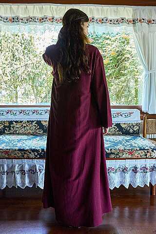 Belden Bağlamalı Abaya Bordo - 5