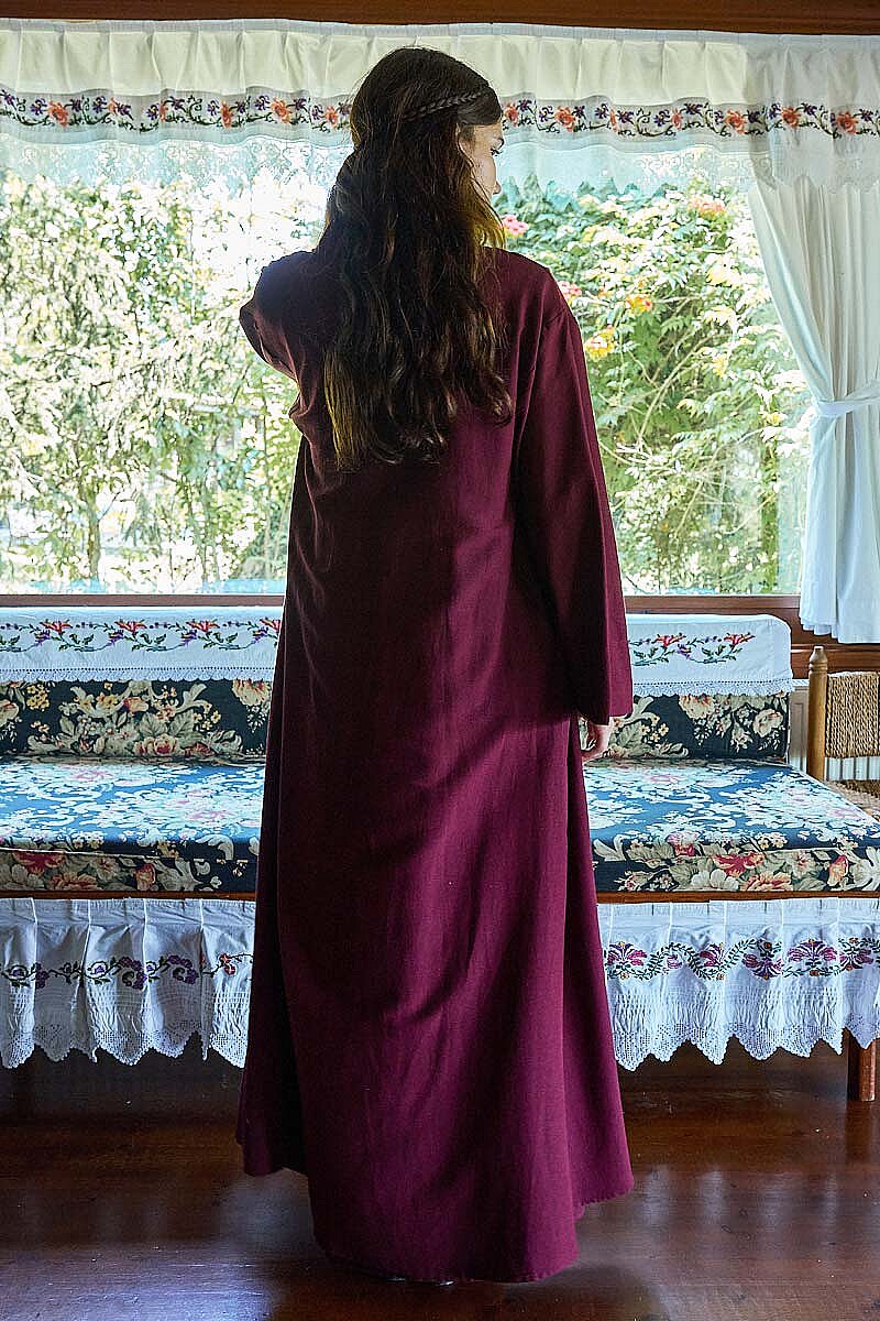 Belden Bağlamalı Abaya Bordo - 5