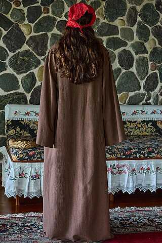 Belden Bağlamalı Abaya Kahve - 5