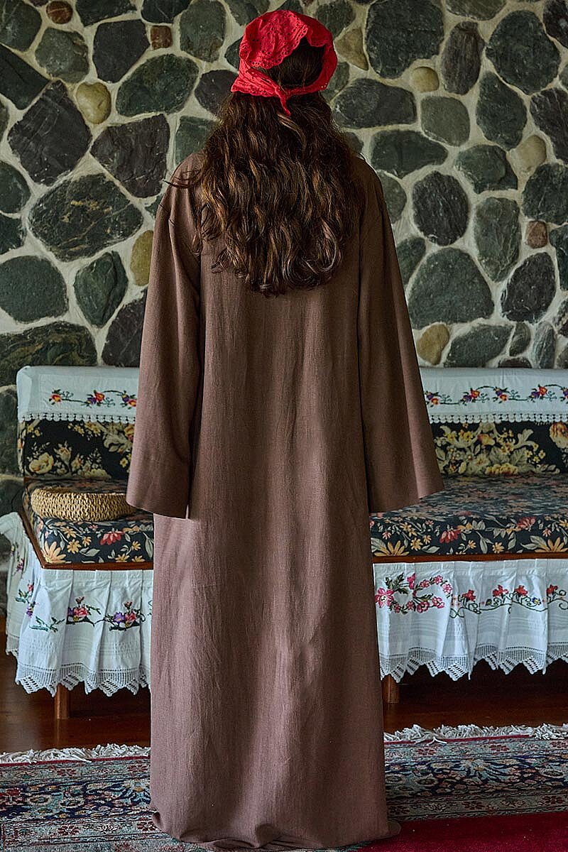 Belden Bağlamalı Abaya Kahve - 5