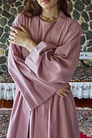Belden Bağlamalı Abaya Pembe - 3