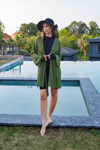 Belden Bağlamalı Kısa Pareo Haki - 2