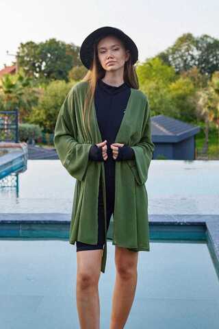 Belden Bağlamalı Kısa Pareo Haki - 3