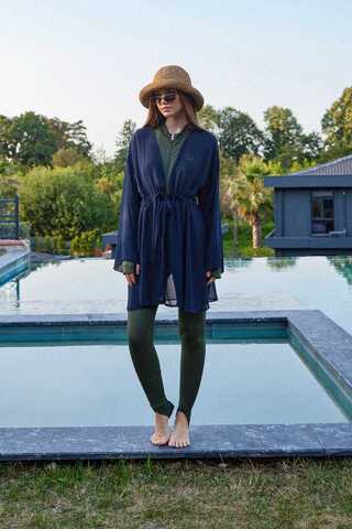 Belden Bağlamalı Kısa Pareo Lacivert - 3