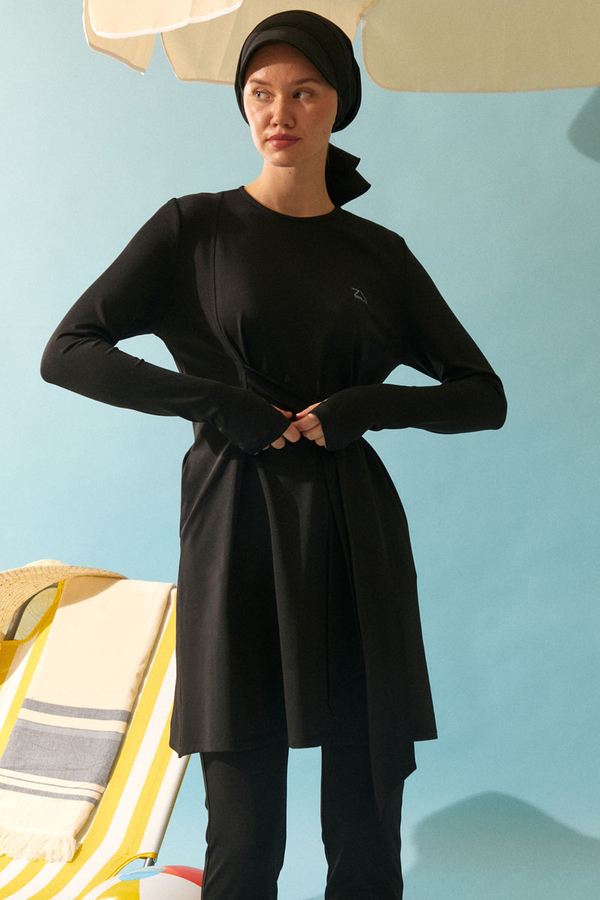 Belden Bağlamalı Mayo Takım Siyah - 4