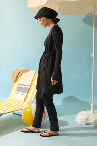 Belden Bağlamalı Mayo Takım Siyah - 6