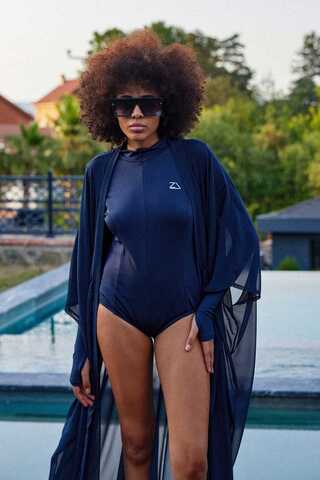 Belden Bağlamalı Uzun Pareo Lacivert - 3