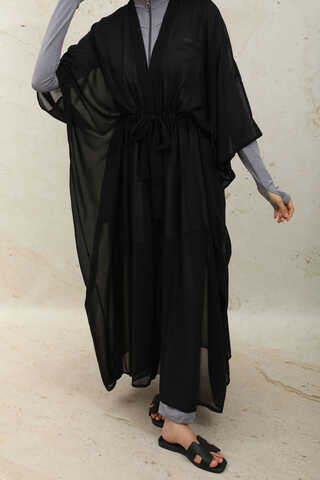 Belden Bağlamalı Uzun Pareo Siyah - 2