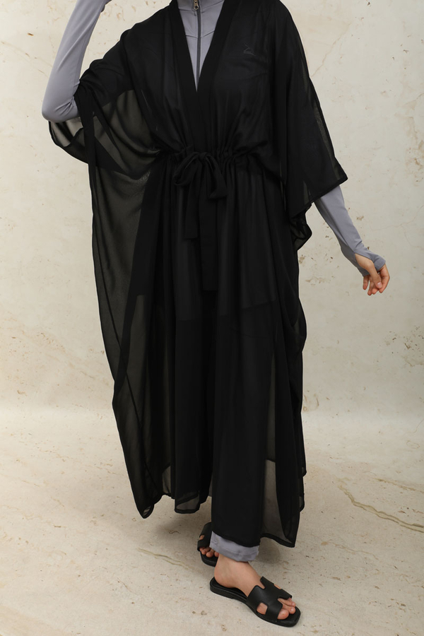 Belden Bağlamalı Uzun Pareo Siyah - 2