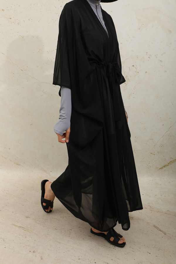 Belden Bağlamalı Uzun Pareo Siyah - 6