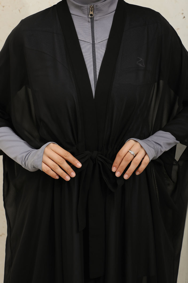 Belden Bağlamalı Uzun Pareo Siyah - 5