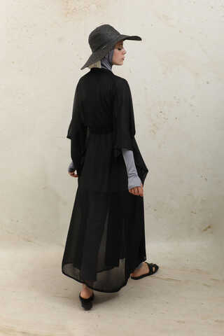 Belden Bağlamalı Uzun Pareo Siyah - 7