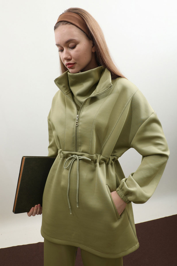 Belden Sıkmalı Eşofman Takım Haki 