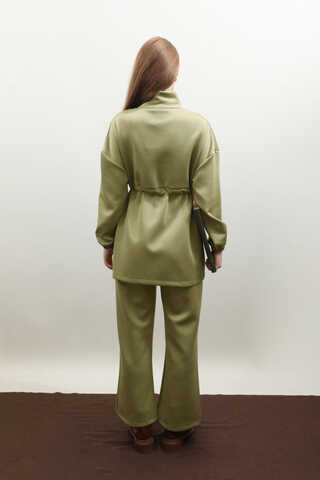 Belden Sıkmalı Eşofman Takım Haki - 7