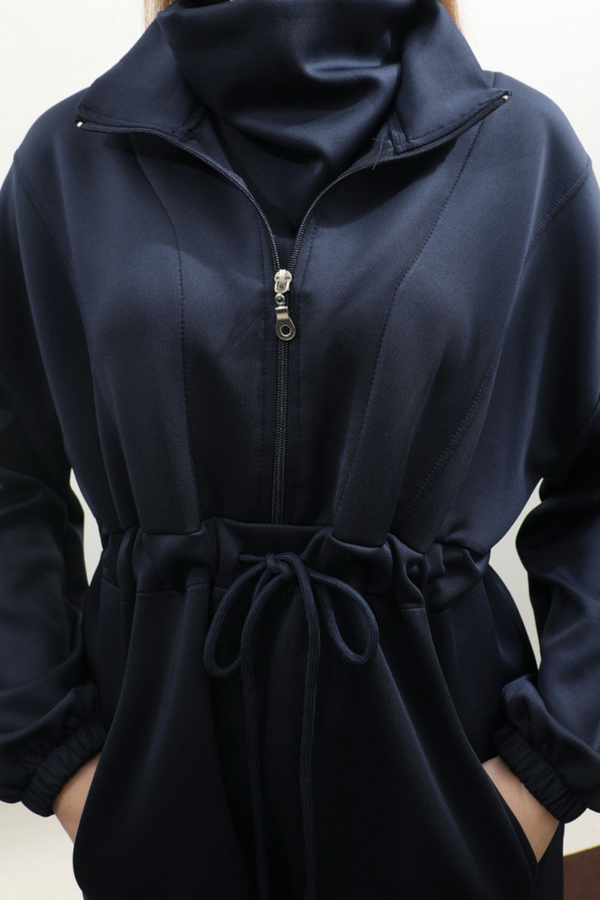 Belden Sıkmalı Eşofman Takım Lacivert - 5