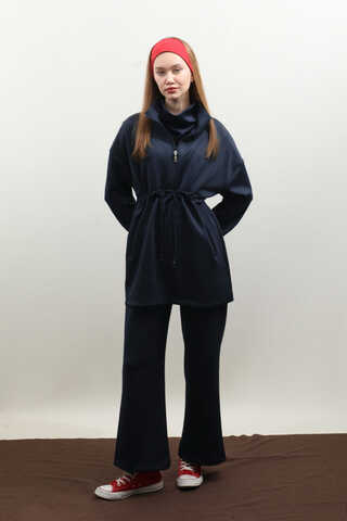 Belden Sıkmalı Eşofman Takım Lacivert - 2