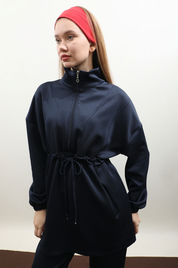 Belden Sıkmalı Eşofman Takım Lacivert - 6